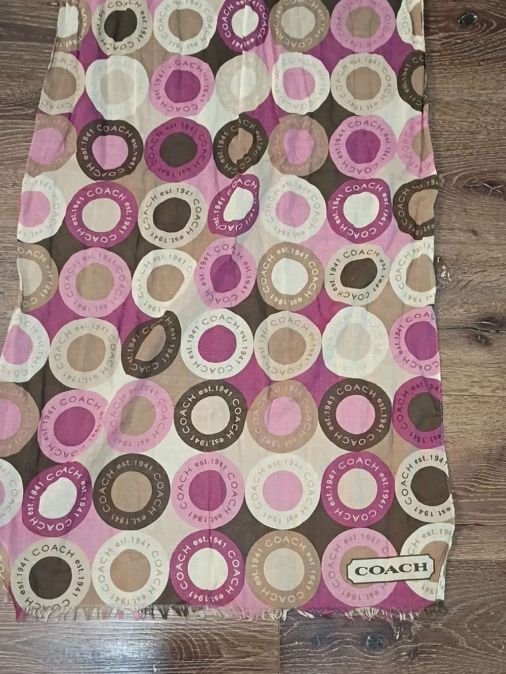 Coach Y2k Cotton Scarf Purple Brown Combo
